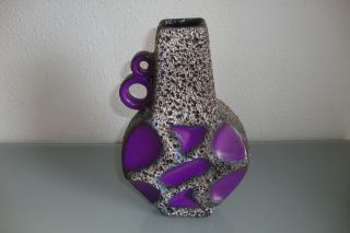 60´s Design Roth Keramik Pottery Fat Lava Vase 22 Cm Bild