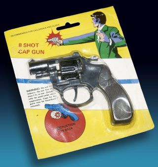 Alte Spielzeug Pistole 8 Shot Cap Ovp Blister 80s Ring Amorces Hong Kong Cobra Bild