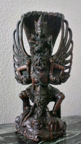 Vishnu Und Garuda,  Echtholz - Figur Aus Mahagoni. Bild