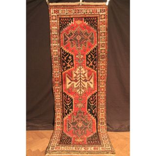 Wunderschön Handgeknüpft Orient Teppich Läufer Malaya Carpet Old Runner 99x280cm Bild