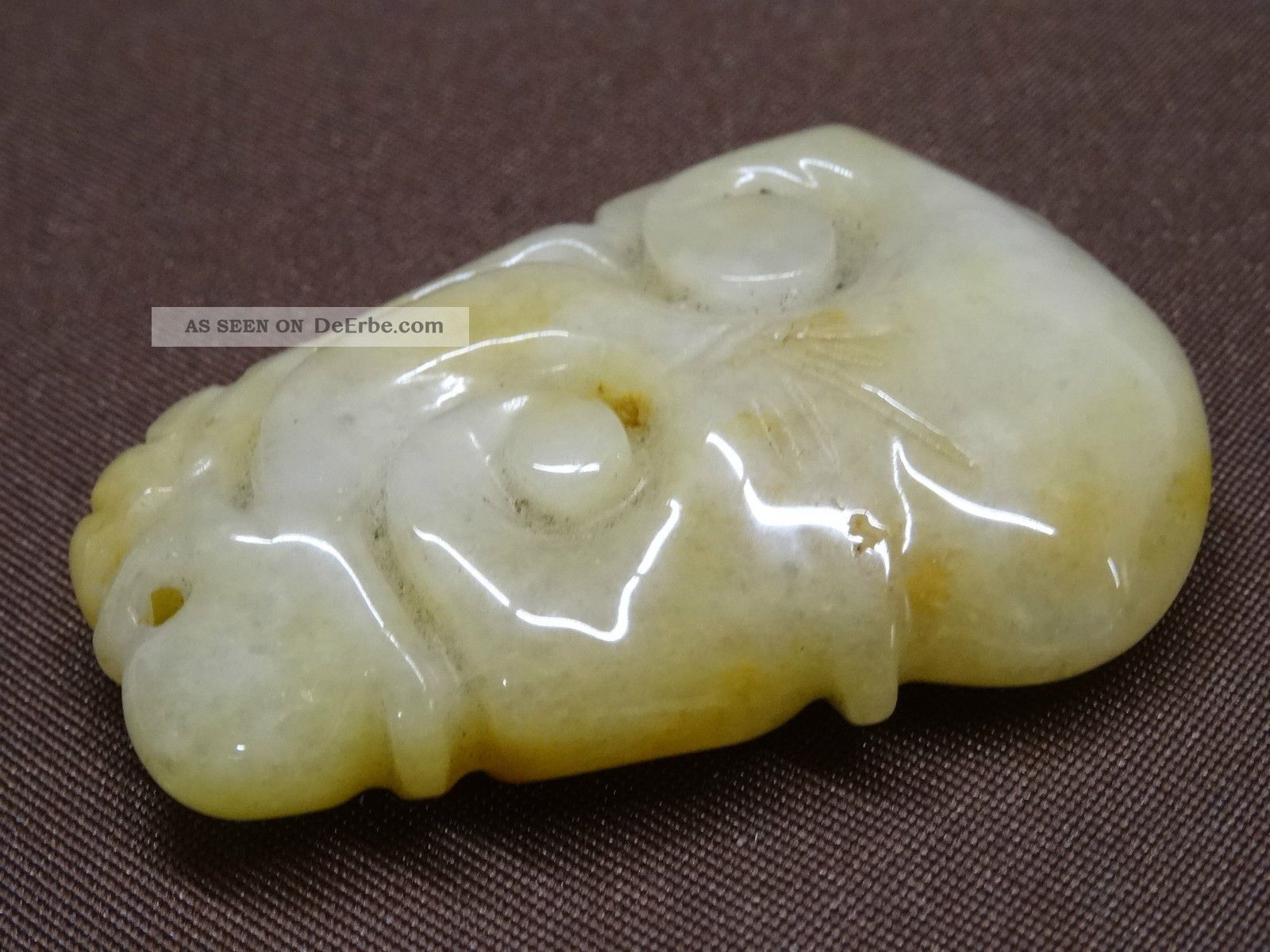Gelbe Ying Yang Jade Schnitzerei,  Chinesischer Anhänger,  Chinese Jade Carving Asiatika: China Bild
