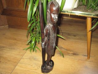 Massai Krieger Holzfigur Afrika 32 Cm Standfigur Aus Holz Bild