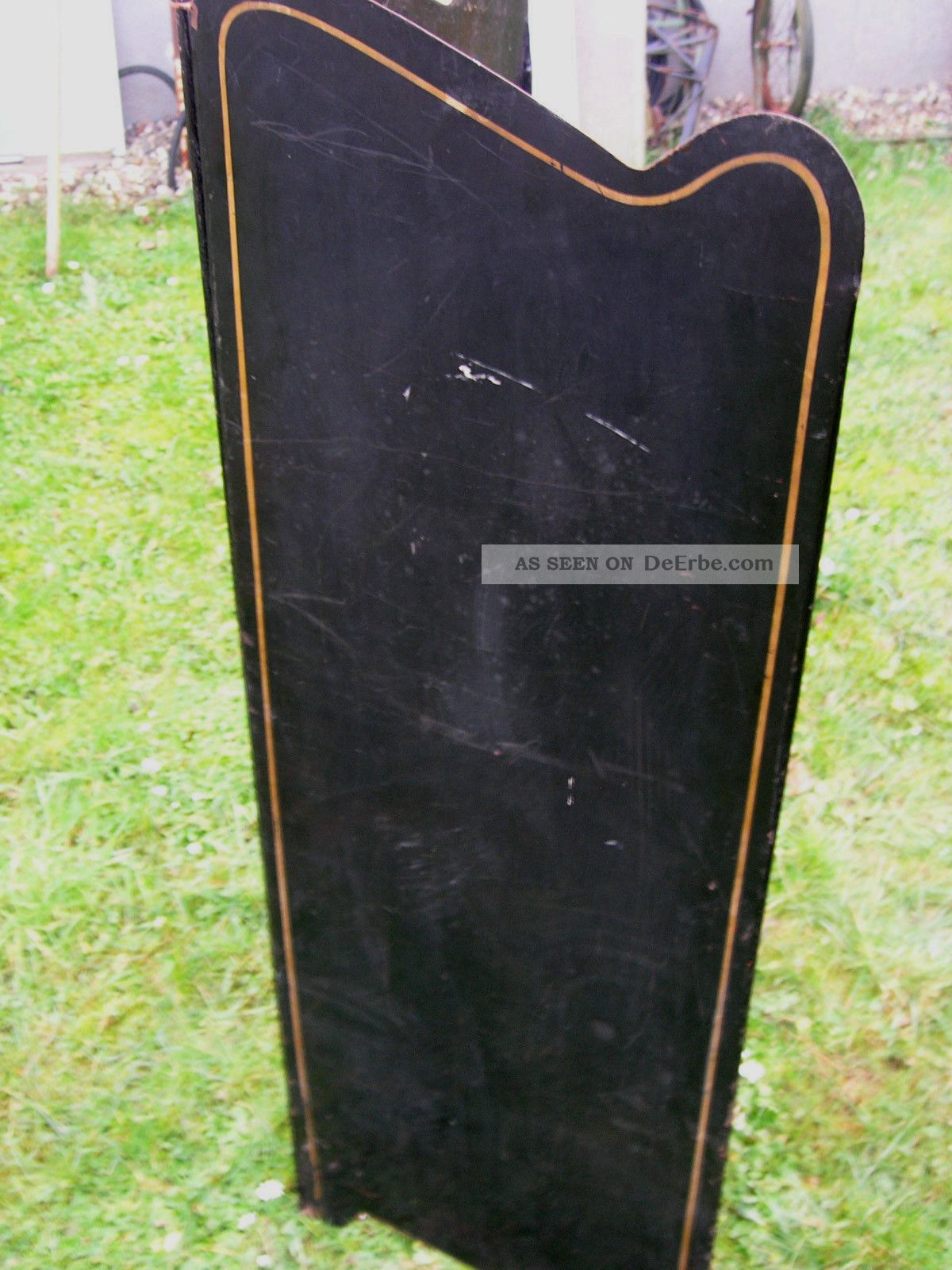 Alter Ofenschirm Kaminschirm Paravent Metall Zweiteilig Schwarz Goldrand