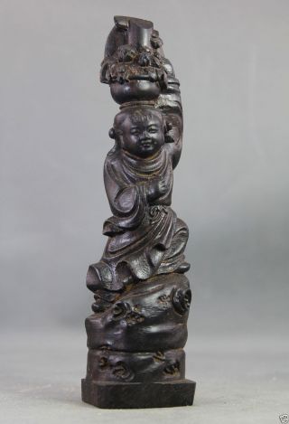 Collcetible Skulptur Unsterbliches 何仙姑 Aus Ebenholz China Um 1900. Bild