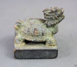 Collcetible Stempel Siegel Petschaft Schildkröte Aus Bronze China Wohl 18.  Jhd. Bild