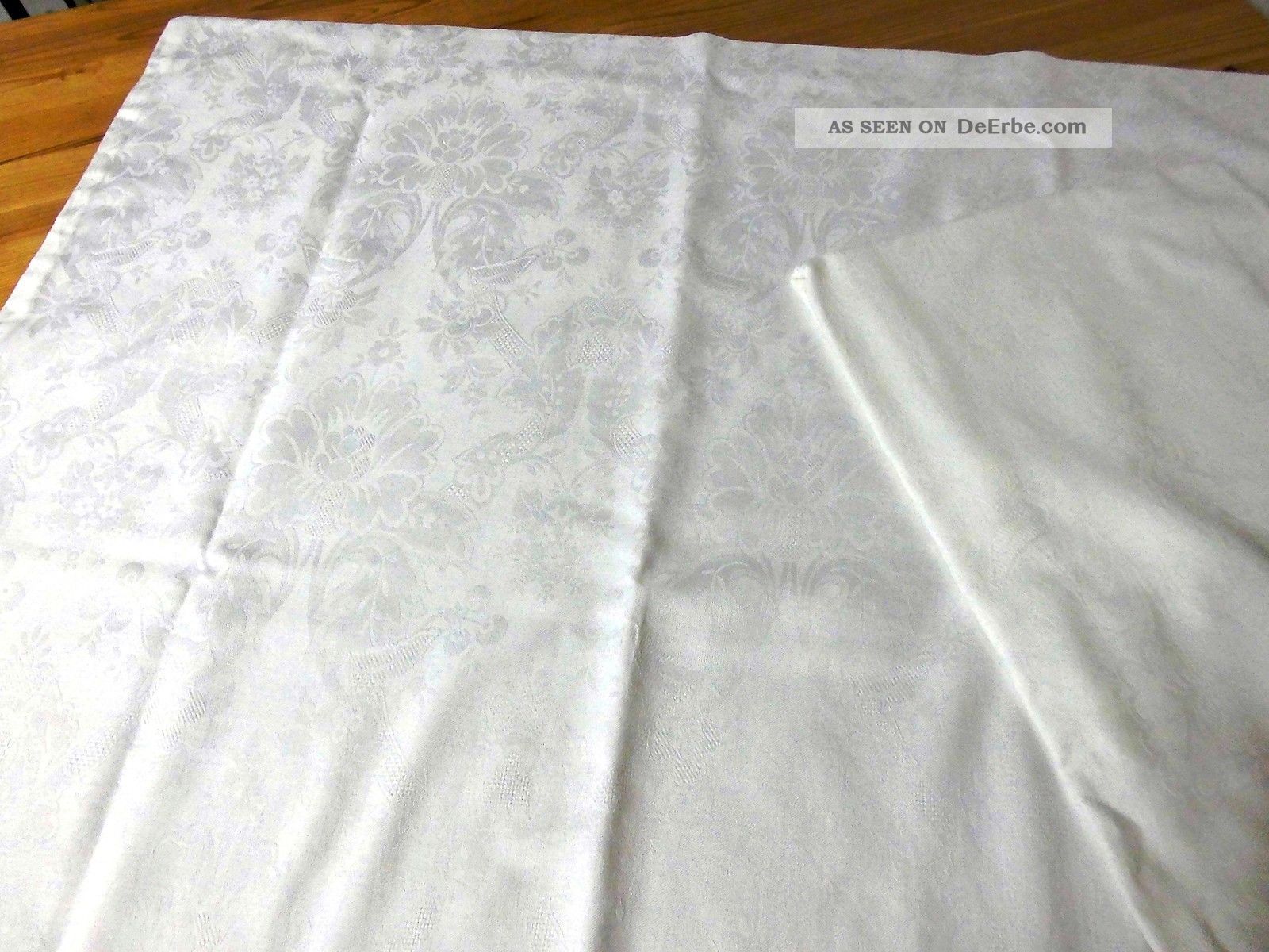 2 Damast - Kopfkissenbezüge,  Weiß,  Ornamente Und Blümchen,  78 X 76 Cm Weißwäsche Bild