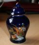 5 Stck China?japan Dose Vasen Deckel 12cm Kobaldblau Malerei Gold Fasanen Blüten Entstehungszeit nach 1945 Bild 6