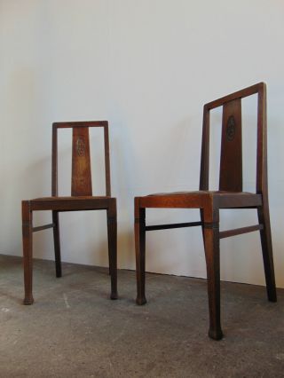 ,  Classic - Bureau,  2x Jugendstil Stuhl Um 1910 Massiv Mit Leder Stühle, Bild