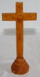 Altes Tisch Kreuz Bernstein ? Art Deco Um 1920 Hausaltar H.  21 Cm Jesus Kruzifix Skulpturen & Kruzifixe Bild 3