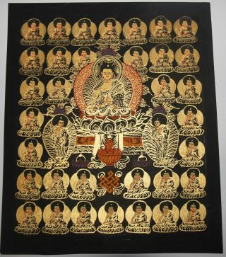 Signiert Hand Gemalte Tibetische Buddha - Man Thangka Thanka Goldmalerei M Bild