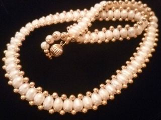 1 Tag Echte Perlen Kette Aus 585er - Gold Und Süsswasserperlen,  21,  4 Gramm,  Gestemp Bild