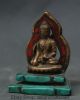 Tibet Türkis Bronzevergoldung Shakyamuni Buddha Statue Hintergrundbeleuchtung Antike Bild 2