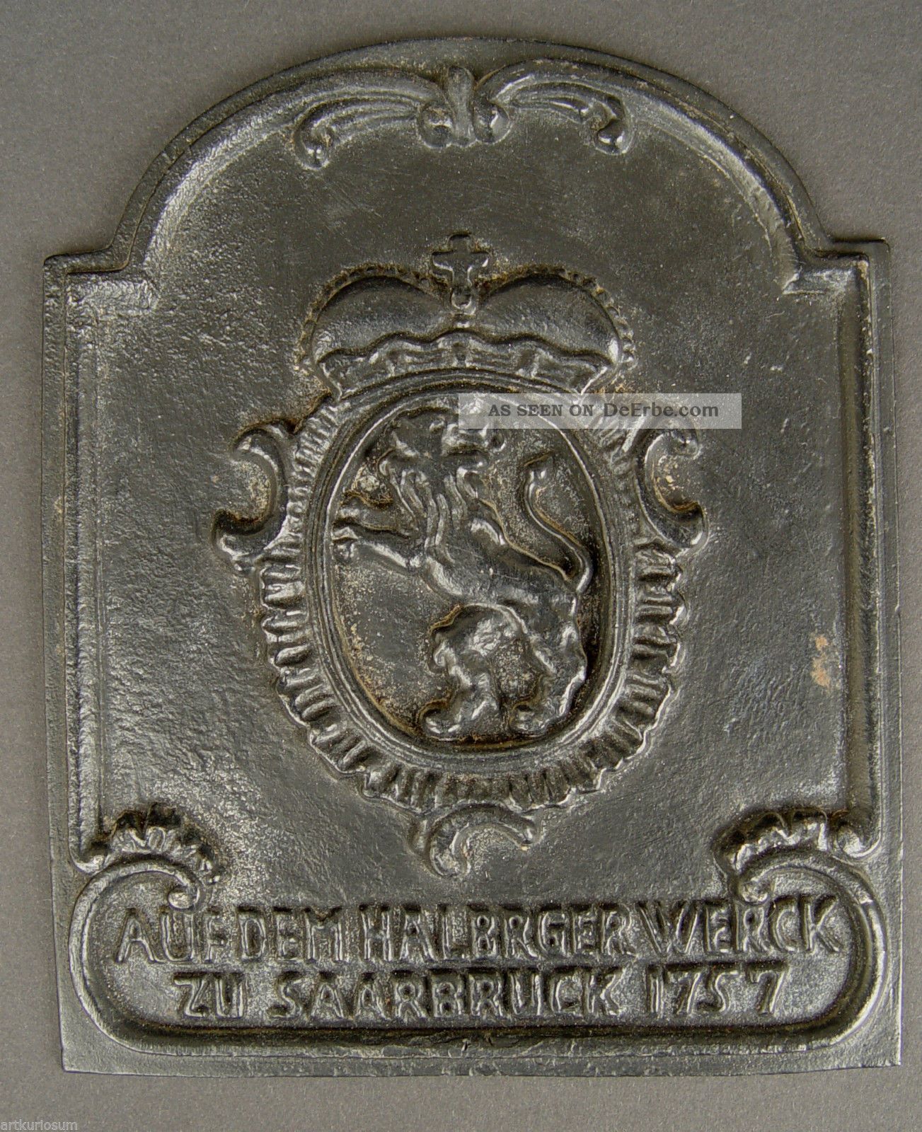 Barocke Eisenguss Platte,  Auf Dem Halbrger Werck,  Saarbruck 1757 Bronze Bild