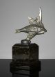 Art Deco Skulptur Fisch Kühlerfigur Bronze Um 1930 Versilbert Mascot Figur 1920-1949, Art Déco Bild 3