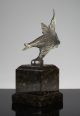 Art Deco Skulptur Fisch Kühlerfigur Bronze Um 1930 Versilbert Mascot Figur 1920-1949, Art Déco Bild 5