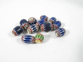 Alte Glasperlen Chevron Beads Blau 6 - Layer Old Venetian Trade Beads Afrozip Bild