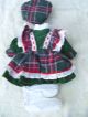 Alte Puppenkleidung Greenred Dress Hat Outfit Vintage Doll Clothes 25 Cm Girl Original, gefertigt vor 1970 Bild 8