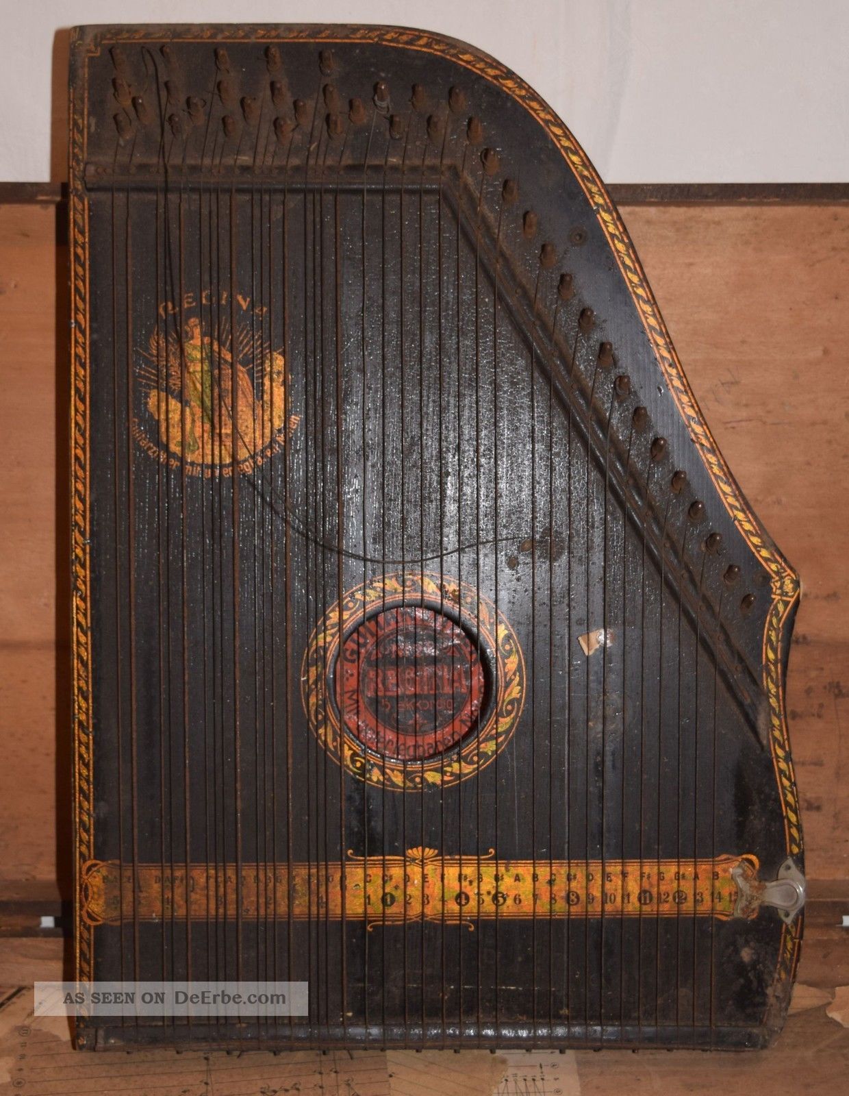 Aan 237/ Musikinstrument Regina Zither,  Instrumentenkoffer Alt Saiteninstrumente Bild