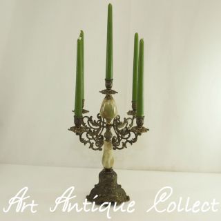 Kerzenleuchter Im Jugendstil Kerzenhalter 5 Fl.  Vintage Alt Kerzenständer Marmor Bild