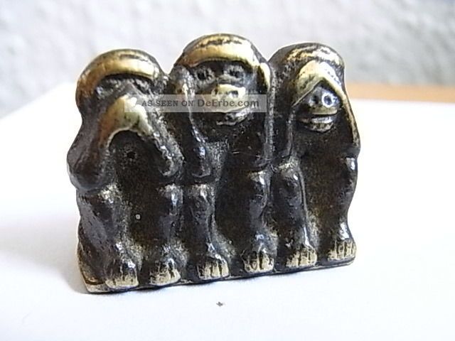 Alte Miniatur Bronze Figur 3 Affe Bronze Bild