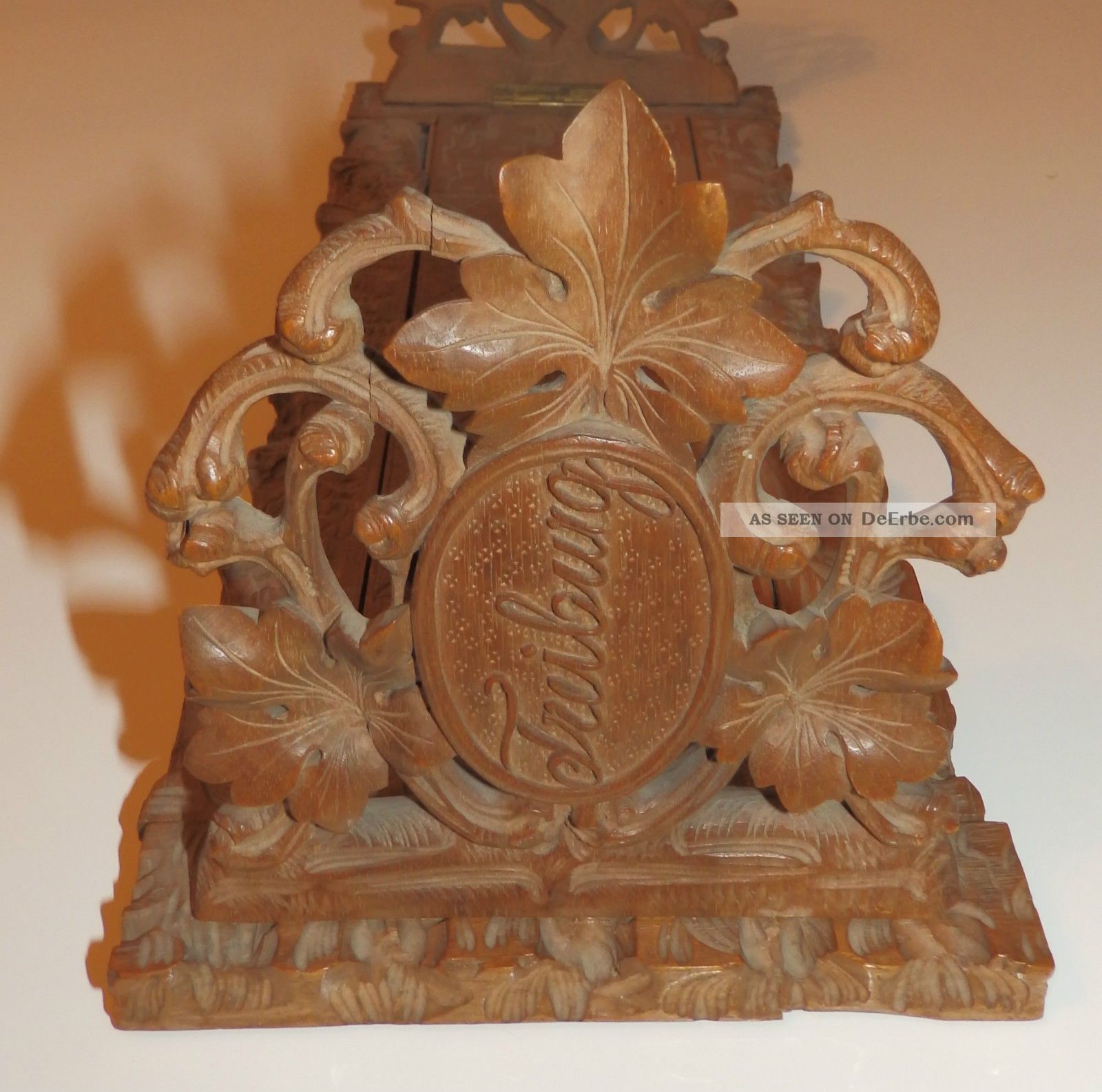 Dekorative BuchstÜtze BuchstÄnder Holz Geschnitzt Schwarzwald Verstellbar