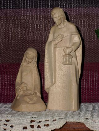 Holzfigur - Heiligenfigur - Krippenfigur - Hl.  Familie - Südtirol - Geschnitzt - Deko Bild