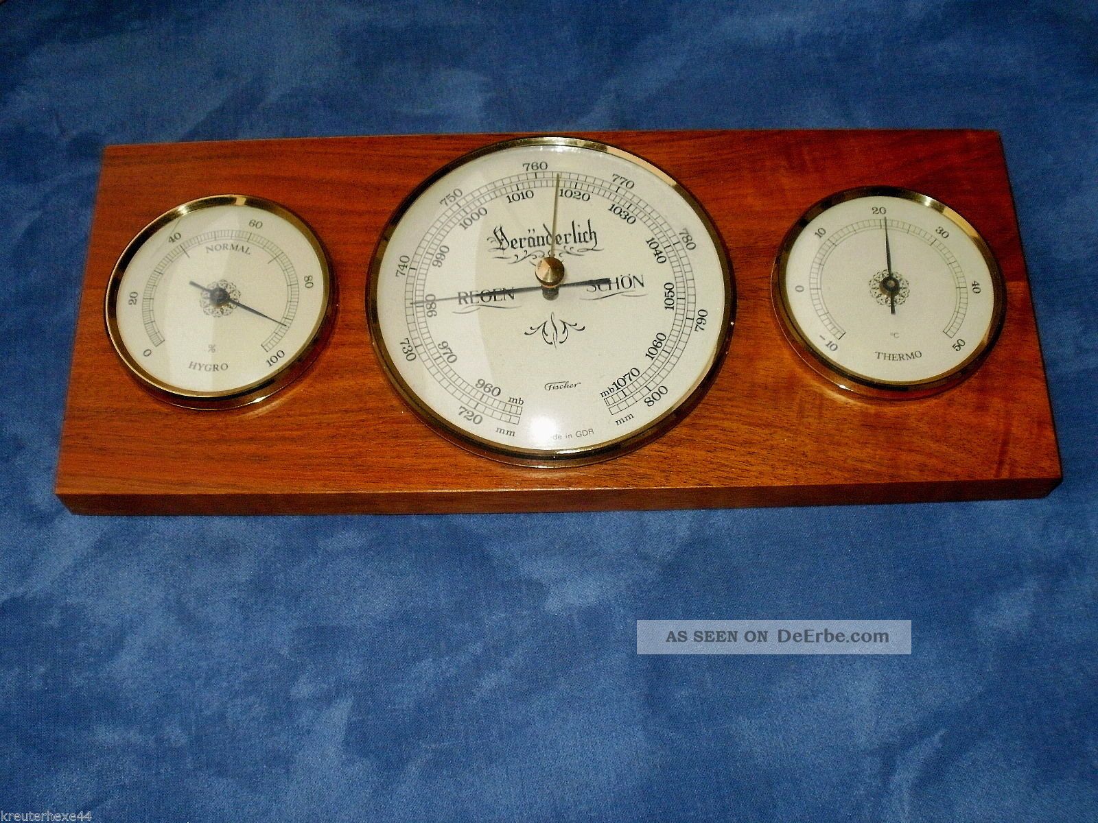 Fischer Wetterstation Barometer - Thermometer - Hygrometer Holz Wettergeräte Bild