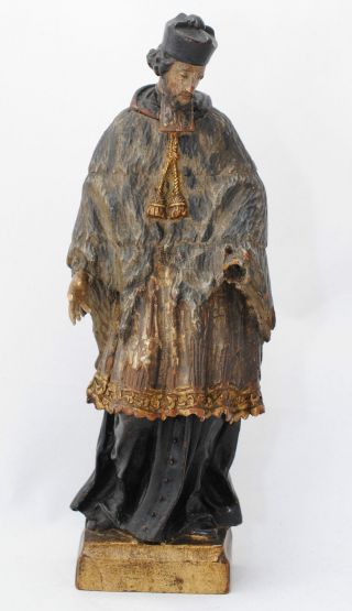 Skulptur Figur Heiliger Johannes Nepomuk Holz Märtyrer Altarfigur 18.  / 19.  Jh. Bild