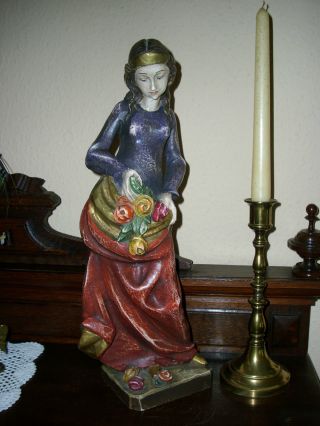 Holzfigur - Heiligenfigur - Hl.  Elisabeth - Heilige - Südtirol? - Bunt - Geschnitzt - 42 Cm Bild