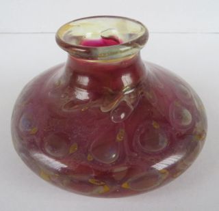 Überfangglas Vase Mundgeblasen Handarbeit Eisch Pfauenauge Unikat photo