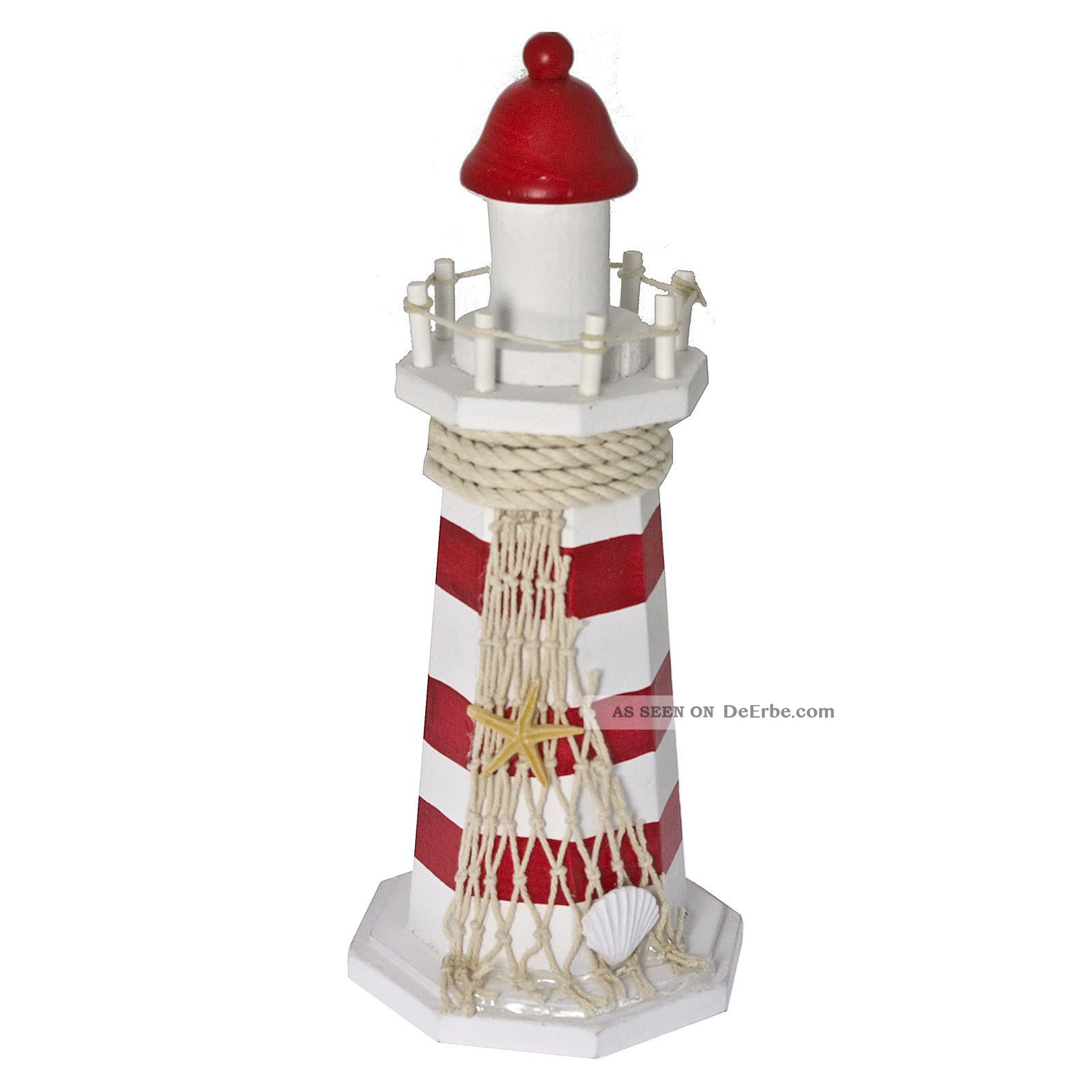 Leuchtturm Aus Holz Mit Fischernetz U. Seestern Weiß Rot ...