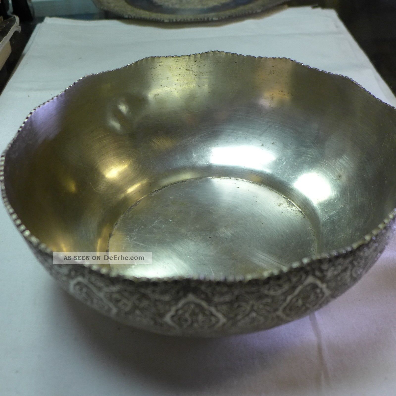 Prunkvolle,  Reich Verzierte Schale In 840 Silber,  Orientalisch,  602 G Objekte nach 1945 Bild