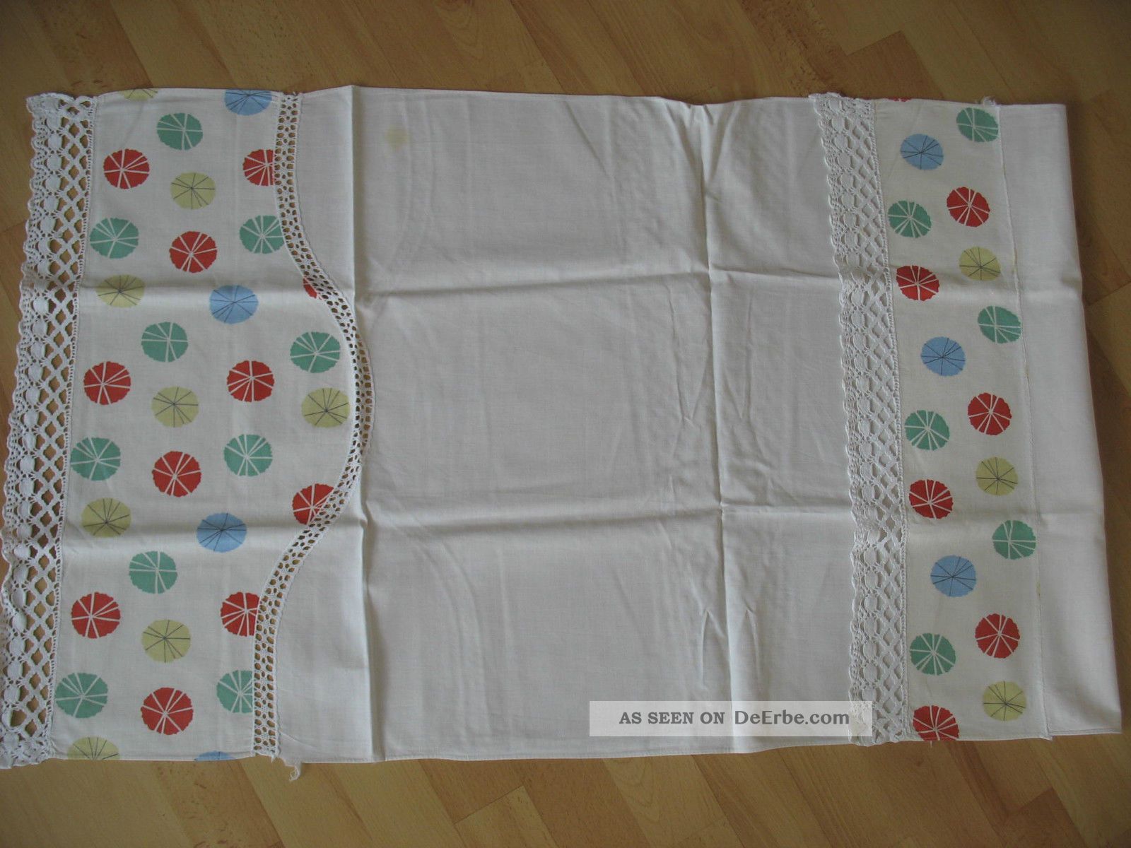 Sehr Altes Überhandtuch Spitzenborte Graphik - Muster Shabby 30/40er ? Küchentuch Weißwäsche Bild