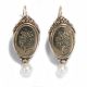 Biedermeier Um 1860: Gravierte Ohrringe Aus 585 Gold & Perlen,  Schaumgold Schmuck nach Epochen Bild 2