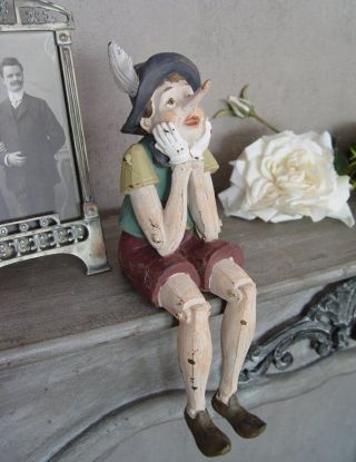 MÄrchenfigur Pinocchio Figur Kantensitzer Shabby Chic Skulptur Bild