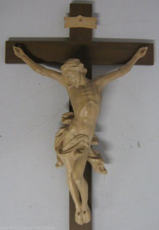 70cm Holzkreuz Kruzifix Jesus Christus Handgeschnitzt Jesuskreuz Inri Wandkreuz Bild