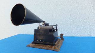 Pathe Gaulois Phonograph Mit Reprotrichter Grammophon Bild