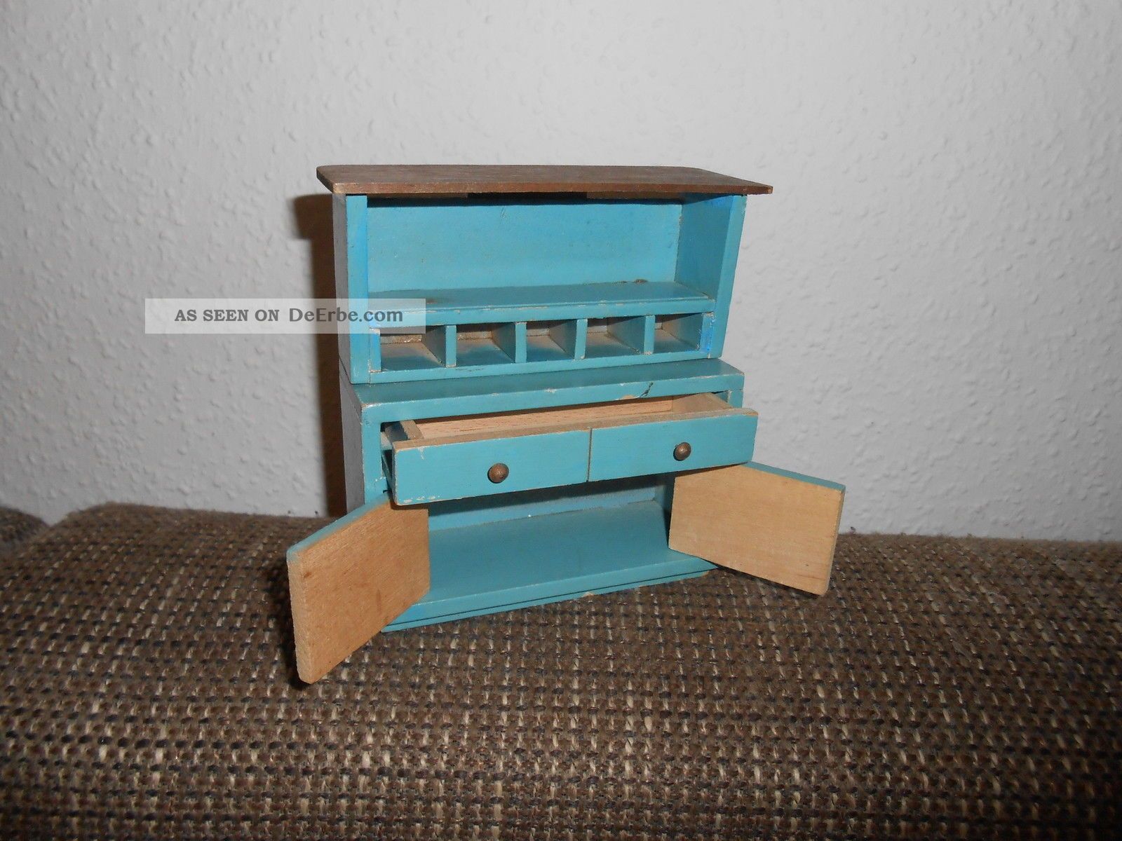 Puppenhaus Schrank Holz Miniatur 1:12 - Kleiderschrank Für Puppenstube 16,2x9,1cm