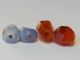 4 Ancient Rare Faceted Carnlelian And Blue Chalcedony Beads Antike Bild 2