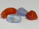 4 Ancient Rare Faceted Carnlelian And Blue Chalcedony Beads Antike Bild 4