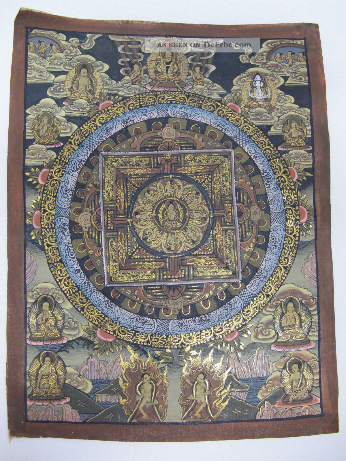 Handbemalte Mandala Thangka Thanka Signiert Tibet Buddhismus Buddha Entstehungszeit nach 1945 Bild
