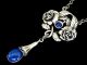 Silber Kette Collier Lapis Lazuli Signiert Mit Ca 925 / Rose Jugendstil Motiv Schmuck nach Epochen Bild 1