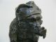 Bronze Figur,  19.  Jh. ,  Affe Mit Amtsmütze & Napoleons - Hut Im Maul,  Signiert,  Vase Bronze Bild 2
