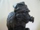 Bronze Figur,  19.  Jh. ,  Affe Mit Amtsmütze & Napoleons - Hut Im Maul,  Signiert,  Vase Bronze Bild 5