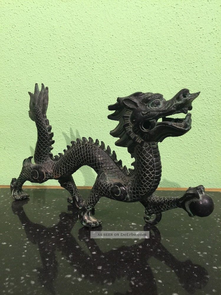 Drache Drachen Figur Statue Skulptur China Drachenfigur Bronze Asien Antik Style Asiatika: China Bild