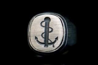 Klassischer Ring Anker Maritim Siegel Marine Sterling Silber 925 Bild