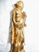 Uralte Antike Holzfigur Vergoldet Heiliger 26,  3cm Figur Holz Palmwedel 18 - 19 Jhd Skulpturen & Kruzifixe Bild 6