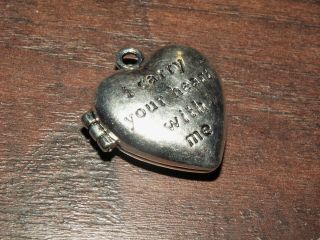 Silber Amulett Medaillon Anhänger Pillen Dose I Carry Your Heart With Me Liebe Bild