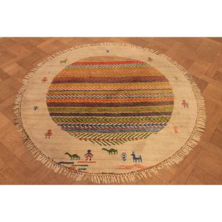 Schöner Handgeknüpfter Orient Teppich Runder Gabbeh Carpet Tappeto Tapis 150cm Bild