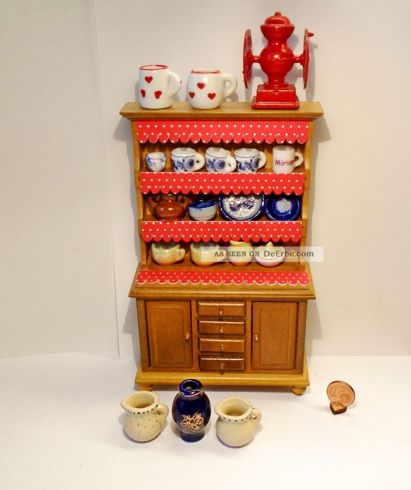 Küchenschrank Mit Geschirr, Porzellan, Keramik, Besteck Für Puppenhaus 1:12